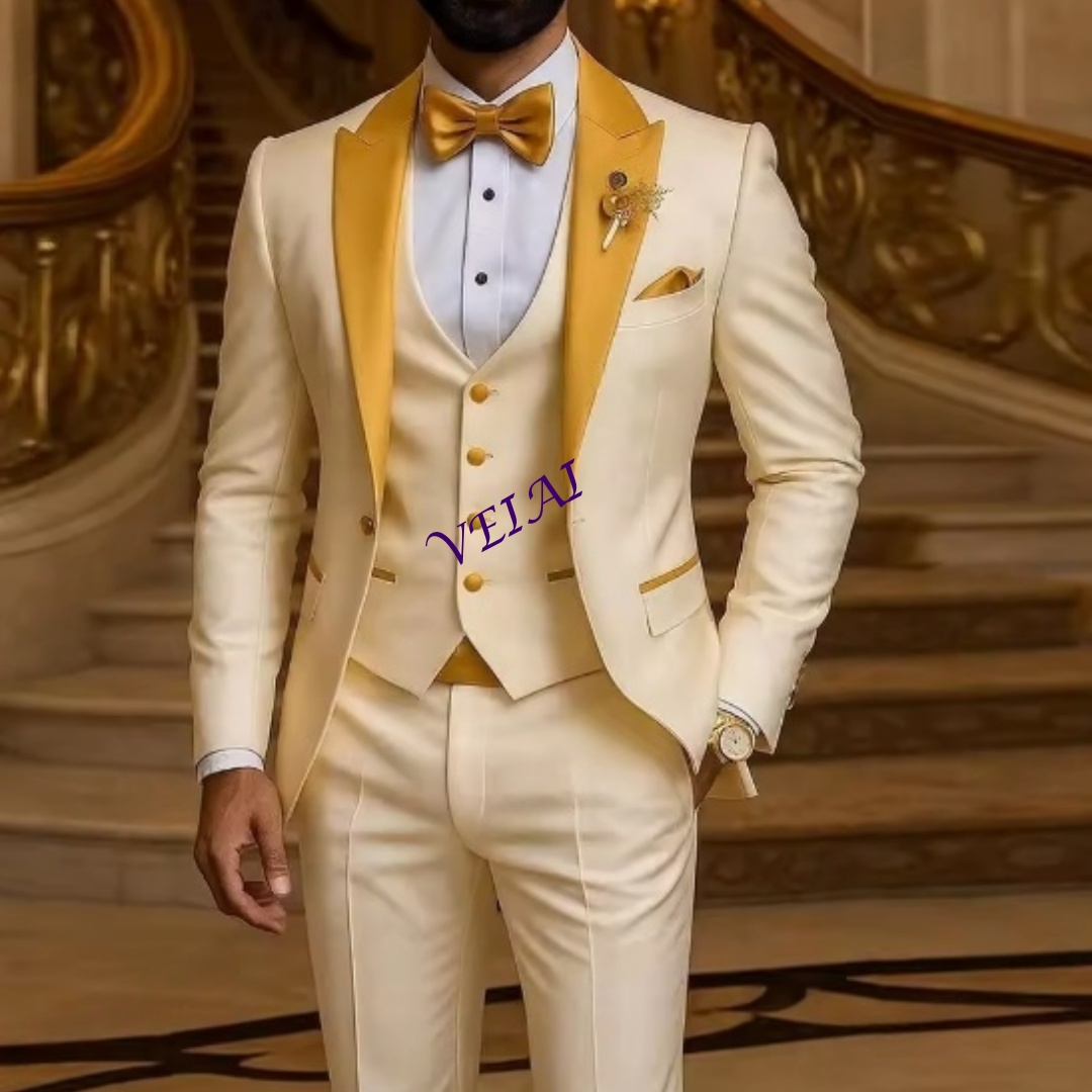 Men Formal Wear Vest - Мужской костюм цвета слоновой кости по