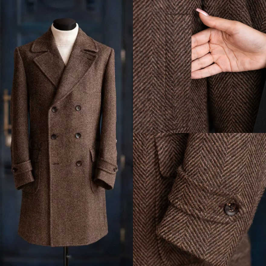 Men'S Formal Wear No Suit - Современное мужское пальто в клетку «ёлочка»,