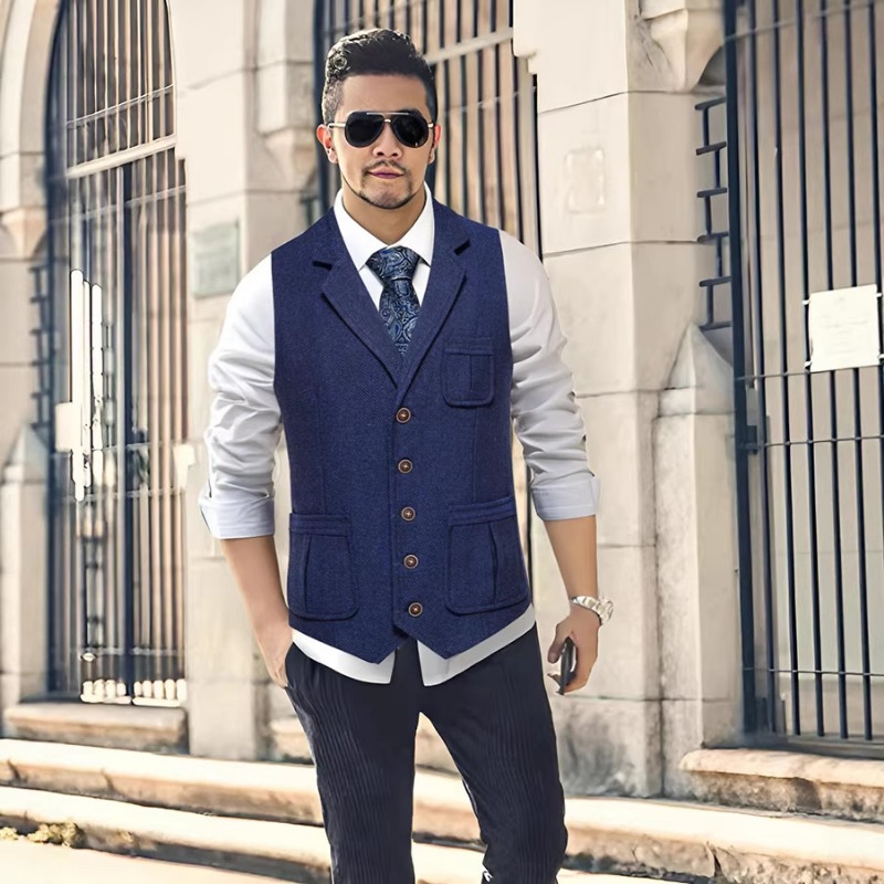 Men'S Formal Wear No Suit - Мужской твидовый жилет в елочку с