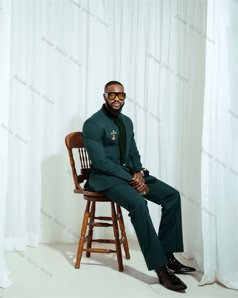 Men Formal Wear Green - Цвет сращивания, мужской костюм, комплект из
