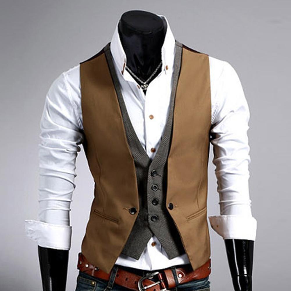 Men Formal Wear Vest - Мужской жилет, деловой однотонный жилет на
