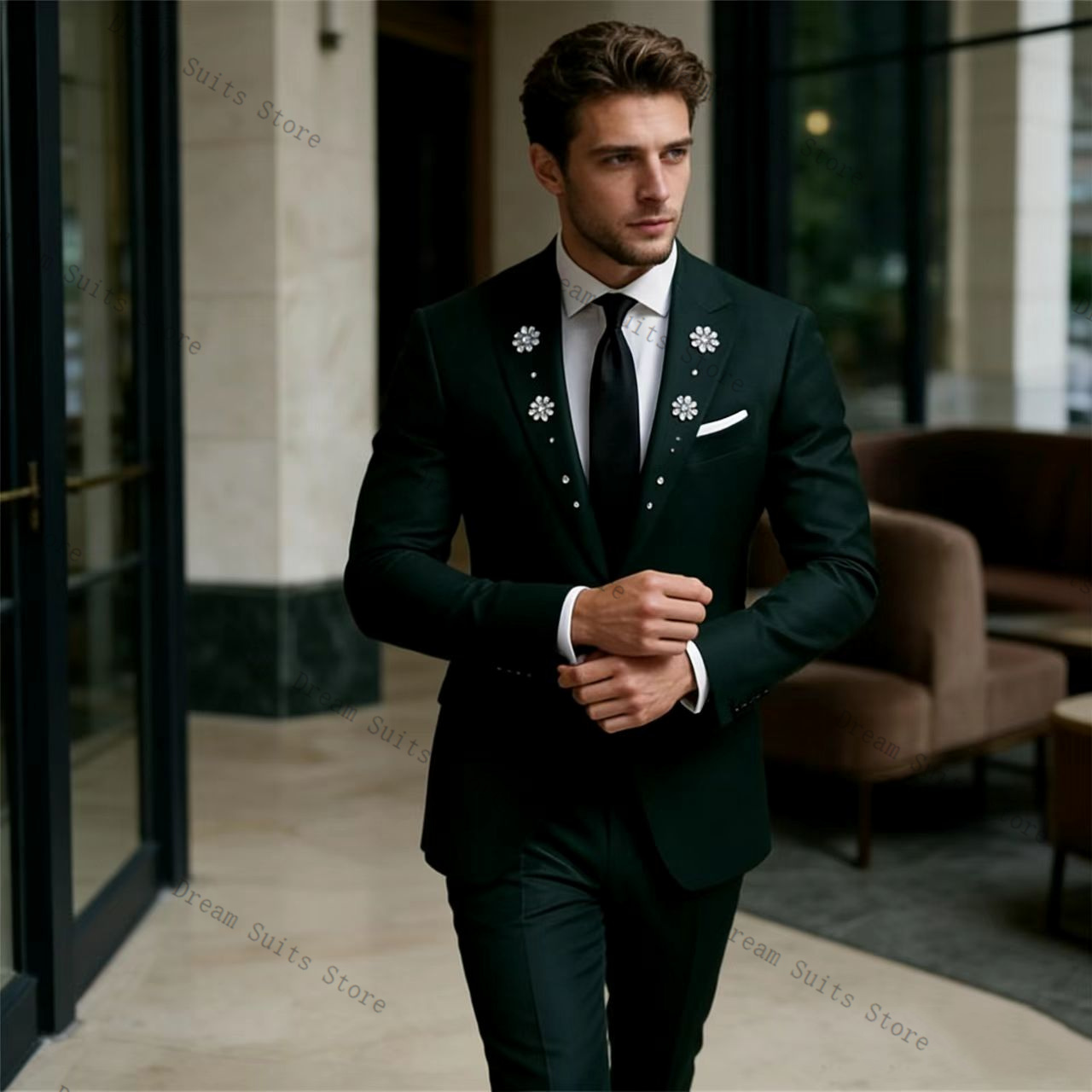 Мужской костюм Crystals, 2 пре – обзор и цена Men Formal Wear Green