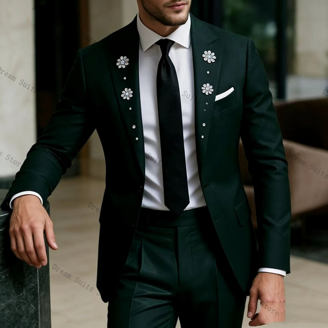 Мужской костюм Crystals, 2 пре – обзор и цена Men Formal Wear Green