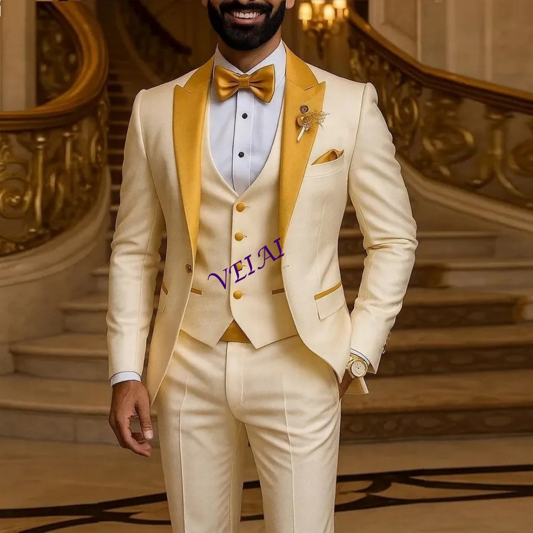 Мужской костюм цвета слоновой  – обзор и цена Men Formal Wear Vest