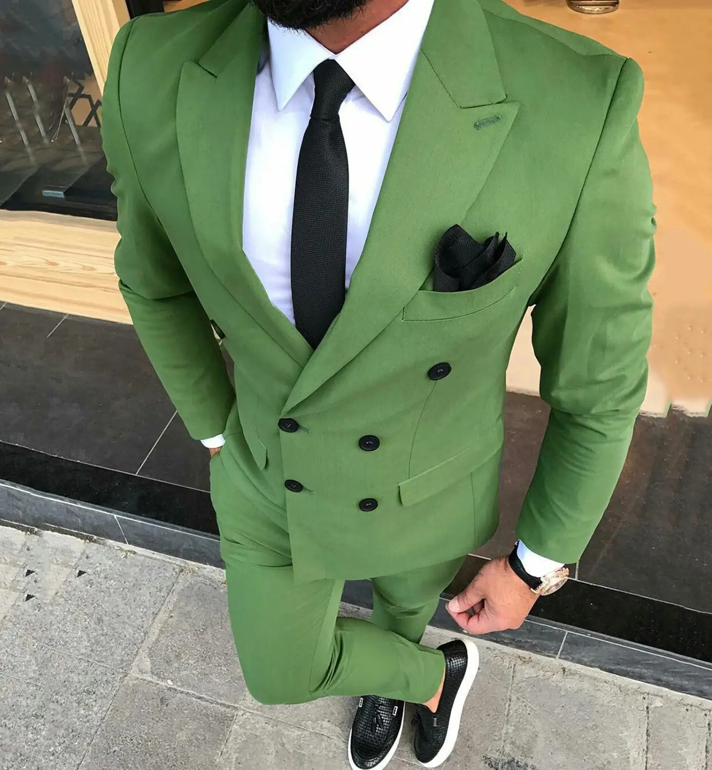 Мужской костюм, двубортный, ол – обзор и цена Men Formal Wear Green